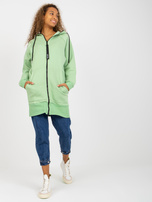 Hurt Jasnozielona długa rozpinana bluza basic z kieszeniami RUE PARIS  