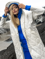 Ecru długa kurtka z pikowaniem Maule RUE PARIS