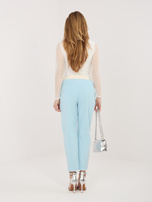 Jasnoniebieskie damskie spodnie cigarette z sztruksu