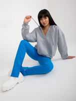 Hurt Szara melanżowa dresowa bluza basic z dekoltem w serek