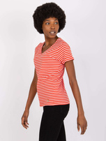 Pomarańczowy t-shirt damski z bawełny STITCH & SOUL 