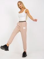 Beżowe spodnie dresowe z wysokim stanem OCH BELLA