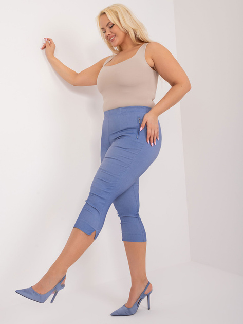 Hurt Niebieskie spodnie 3/4 plus size z kieszeniami