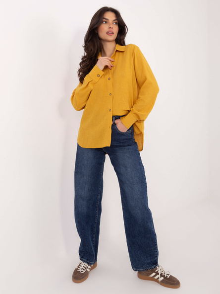 Dark yellow women's long-sleeve shirt.