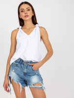 Hurt Biały gładki top basic z wiązanymi ramiączkami RUE PARIS