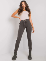 Ciemne khaki spodnie dresowe z bawełny Davina