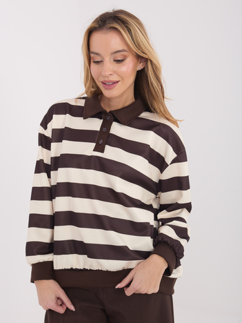 Jasnobeżowa damska bluza oversize w paski