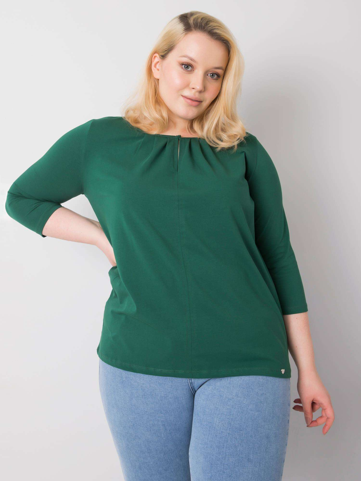 Dunkelgrünes Plus-Size-Baumwollshirt Jodie.