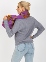 Hurt Fioletowa chusta bawełniana w kwiaty