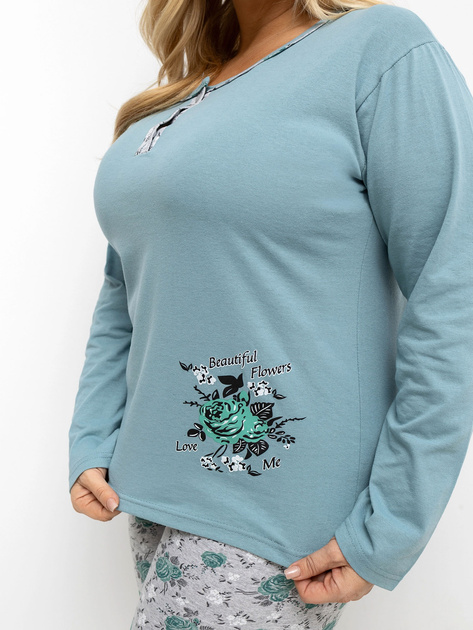 Ciemnomiętowa dwuczęściowa piżama plus size