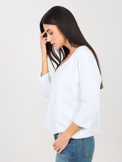 Biała bluzka basic ze ściągaczem RUE PARIS
