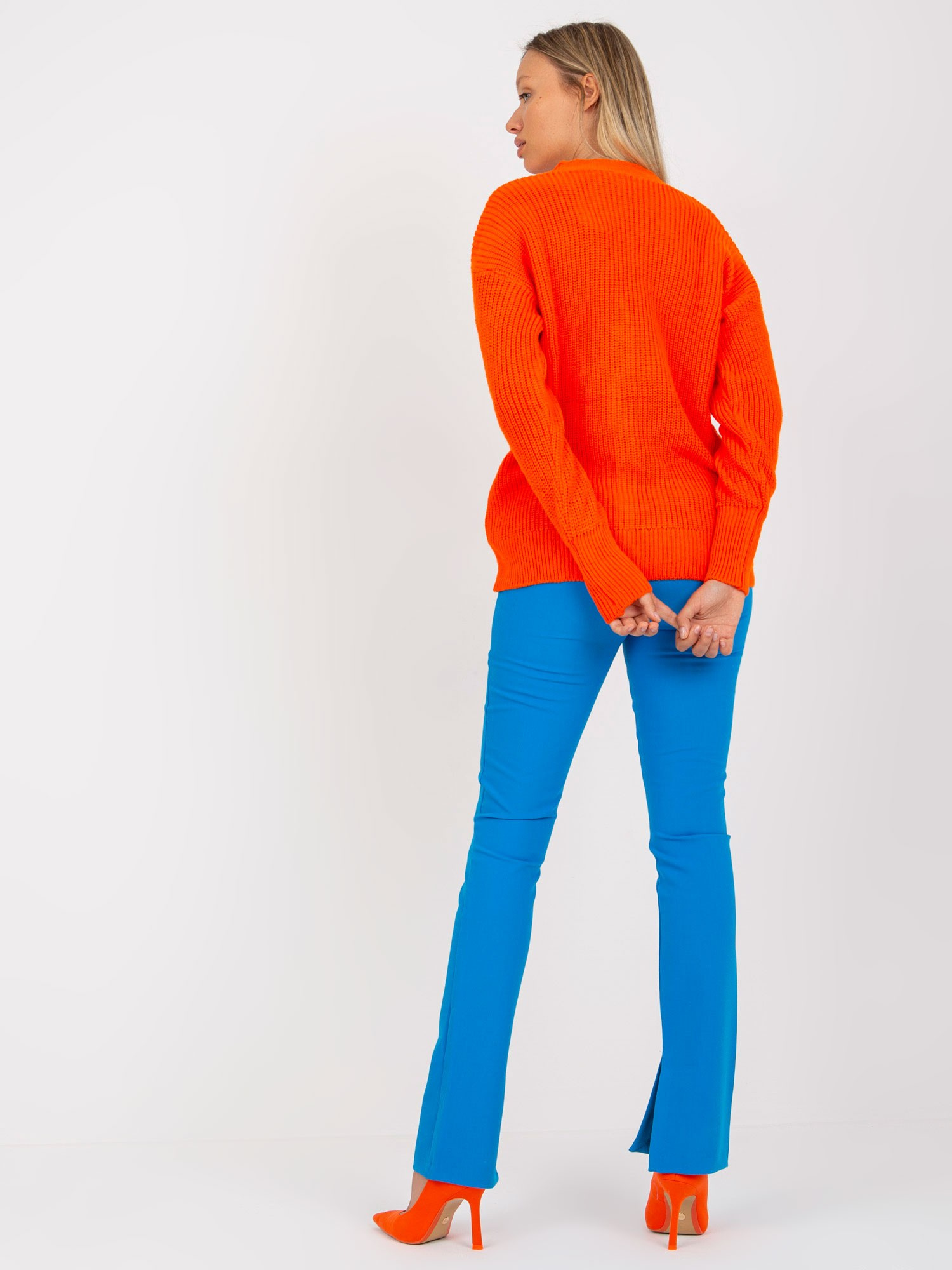 Pomarańczowy sweter rozpinany oversize RUE PARIS