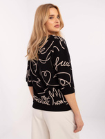 Czarna casualowa bluzka z rękawem 3/4 RUE PARIS 