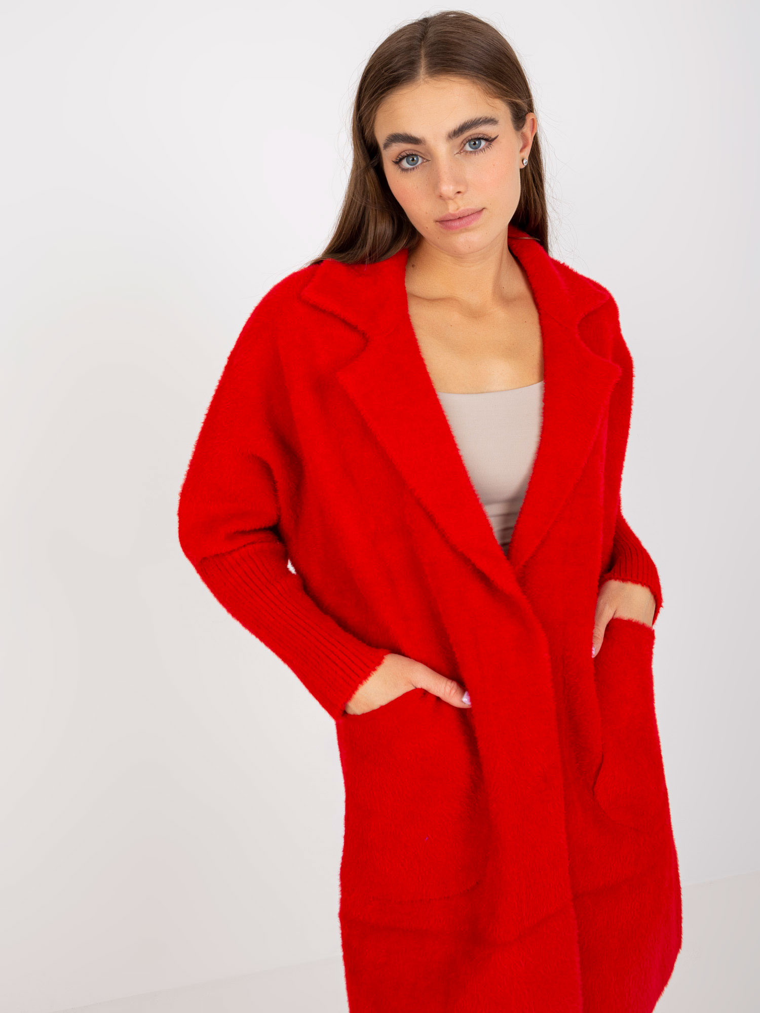 Hurt Roter Damen-Alpakamantel mit Taschen Eveline.