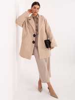 Beżowy elegancki płaszcz z kieszeniami