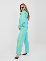 Turkusowy damski komplet z rozpinaną bluzą RUE PARIS 