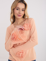 Jasnopomarańczowa bluzka z rękawem typu dzwon