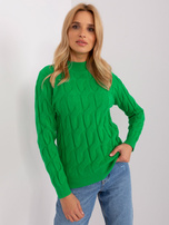 Hurtownia Zielony luźny sweter z dzianiny