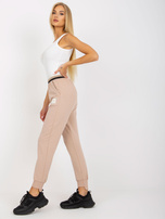 Beżowe spodnie dresowe z wysokim stanem OCH BELLA