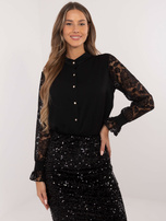 Hurt Czarna elegancka koszula damska ze stójką 