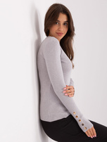 Hurt Szary sweter klasyczny z guzikami przy rękawach