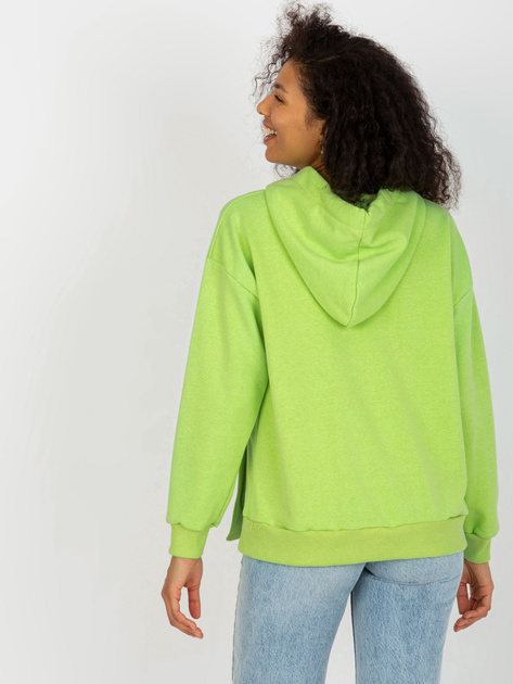 Hurt Jasnozielona dresowa bluza z kapturem i troczkami