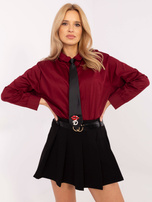 Hurt Bordowa damska koszula ze zdejmowanym krawatem