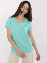 Turkusowy t-shirt o klasycznym kroju BASIC FEEL GOOD