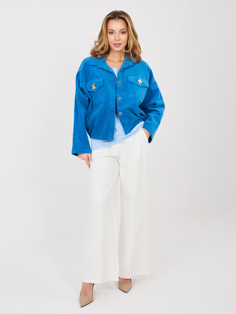 Ciemnoniebieska krótka kurtka z sztruksu RUE PARIS