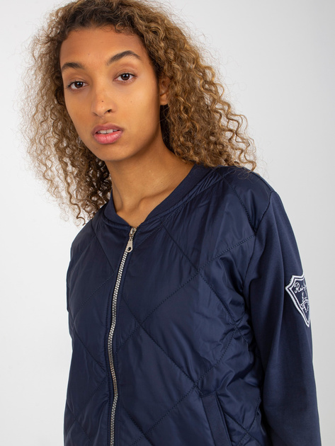 Hurt Granatowa pikowana bluza bomberka z naszywką RUE PARIS