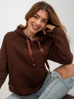 Hurt Ciemnobrązowa dresowa bluza kangurka z kapturem OCH BELLA