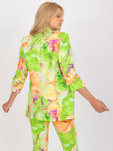 Jasnozielona wzorzysta marynarka z rękawem 3/4