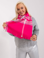 Hurtownia Różowo-szary długi szal z frędzlami 