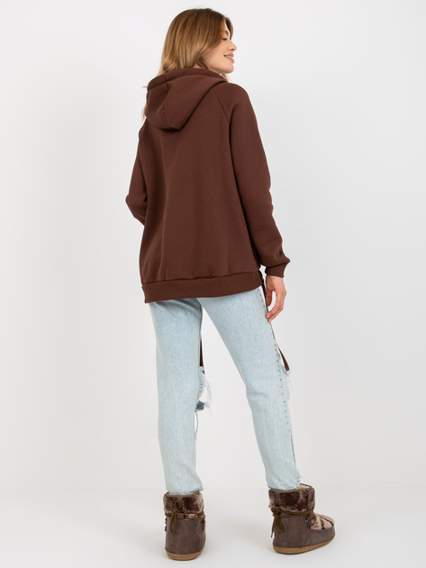 Hurt Ciemnobrązowa dresowa bluza kangurka z kapturem OCH BELLA