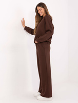 Brązowy damski komplet basic ze spodniami 