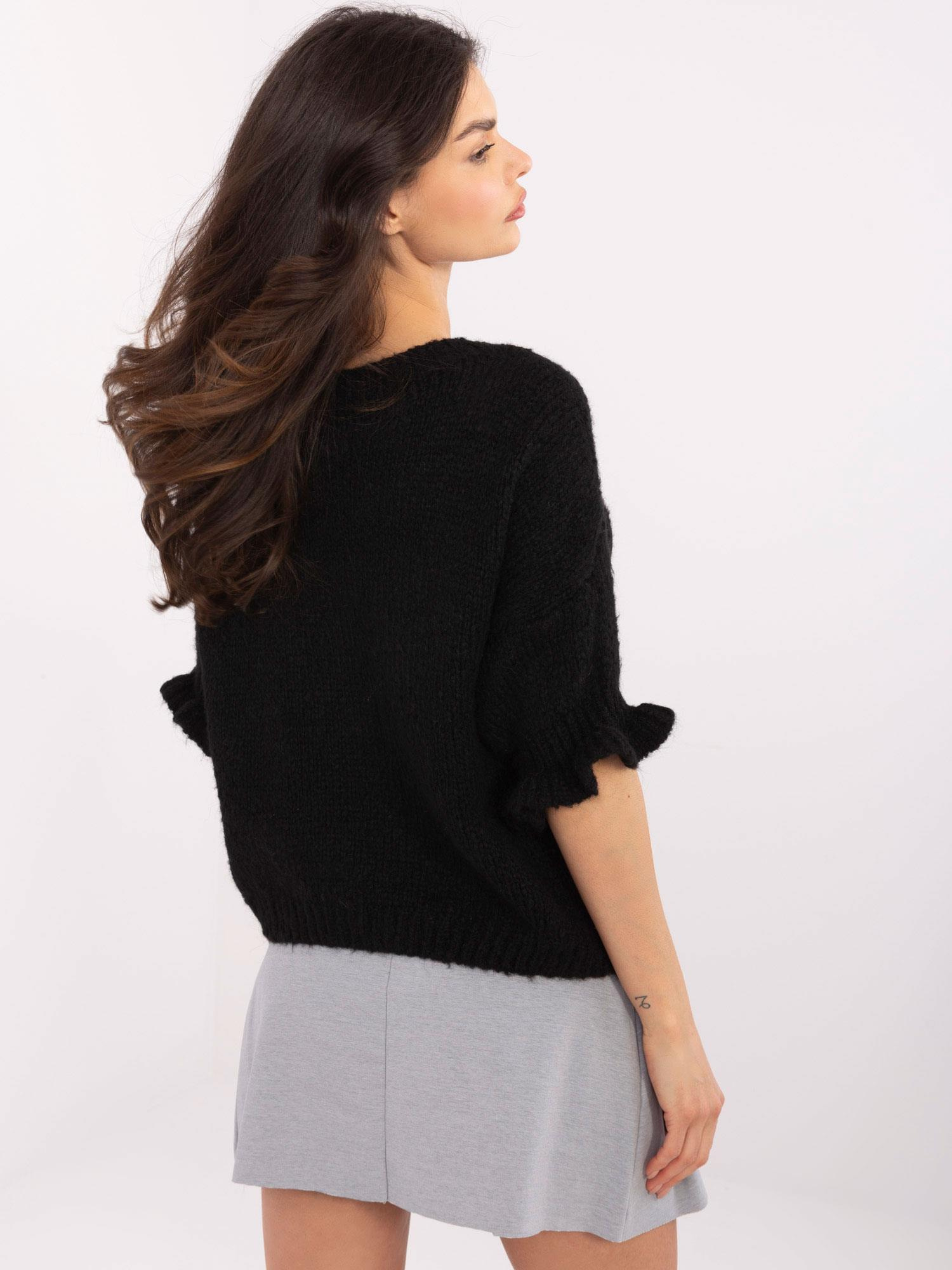 Hurt Czarny damski sweter oversize ze ściągaczami