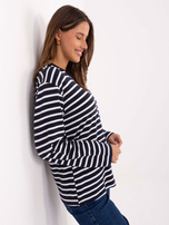 Ecru-granatowa damska bluzka z modalu