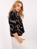 Hurt Czarna bluzka z abstrakcyjnym nadrukiem