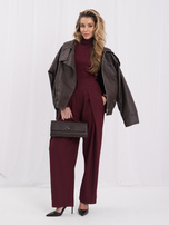 Bordowy  damski sweter basic z golfem