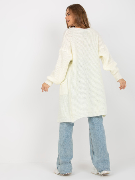 Hurtownia Ecru fluffy kardigan z kieszeniami OCH BELLA