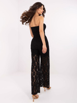 Czarny koronkowy kombinezon ze spodniami