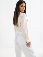 Beżowa damska koszula w paski 