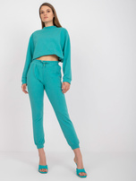 Turkusowe dresowe spodnie basic z wiązaniem