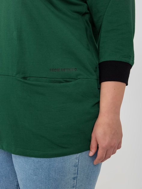 Hurtownia Ciemnozielona bluza plus size z kapturem