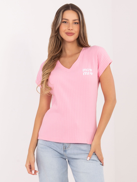 Jasnoróżowa damska bluzka w szeroki prążek