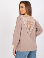 Dunkelbeige Bluse aus Baumwolle Sylvie RUE PARIS.