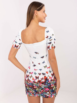 Biała mini sukienka z printem 