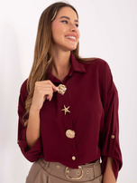 Bordowa elegancka koszula z kołnierzykiem  RUE PARIS