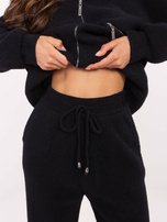 Czarny komplet alpaka z bluzą z kapturem