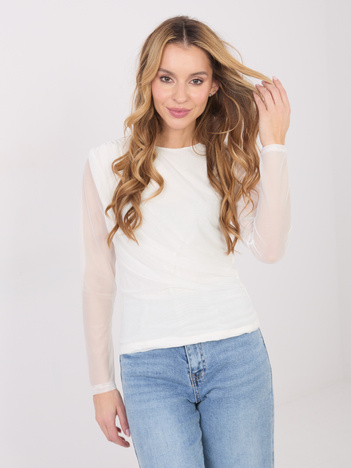 Biała wizytowa bluzka z drapowaniem